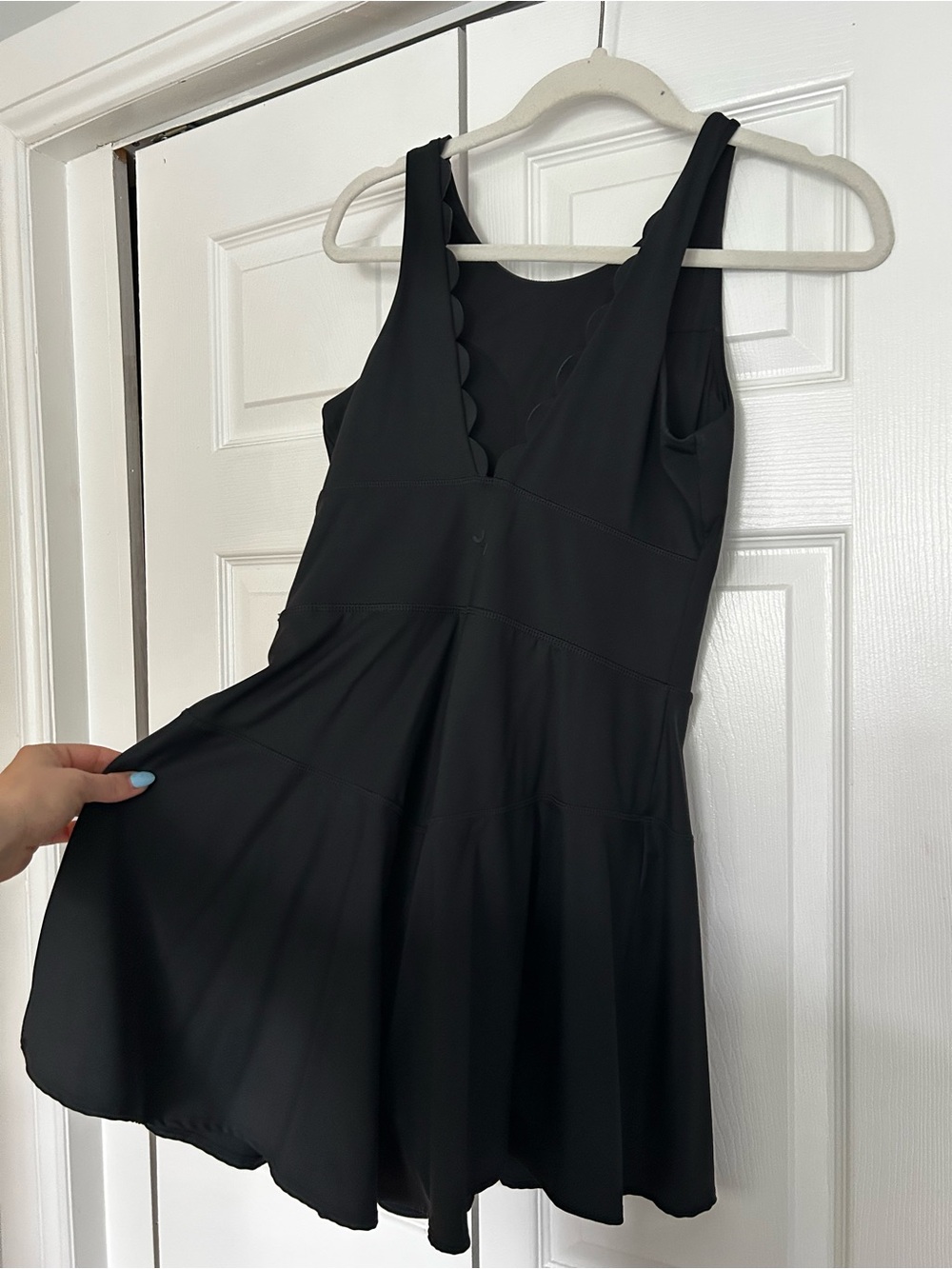 JOYLAB SCALLOPED Black V-Back Skirted One-Piece MINI DRESS SIZE MEDIUM ATHLETIC - Picture 11 of 11